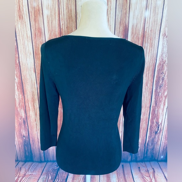 Women’s Small Blouse Lucia Burns Black Floral Embroidery Bead Sequin 3/4 Sleeve - Picture 6 of 12